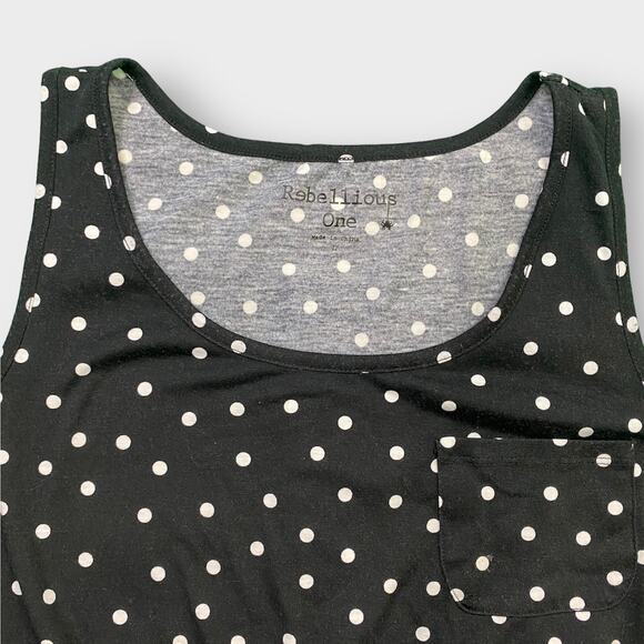 Rebellious One Junior’s Polka Dot Tank Top Black Large - Picture 5 of 7